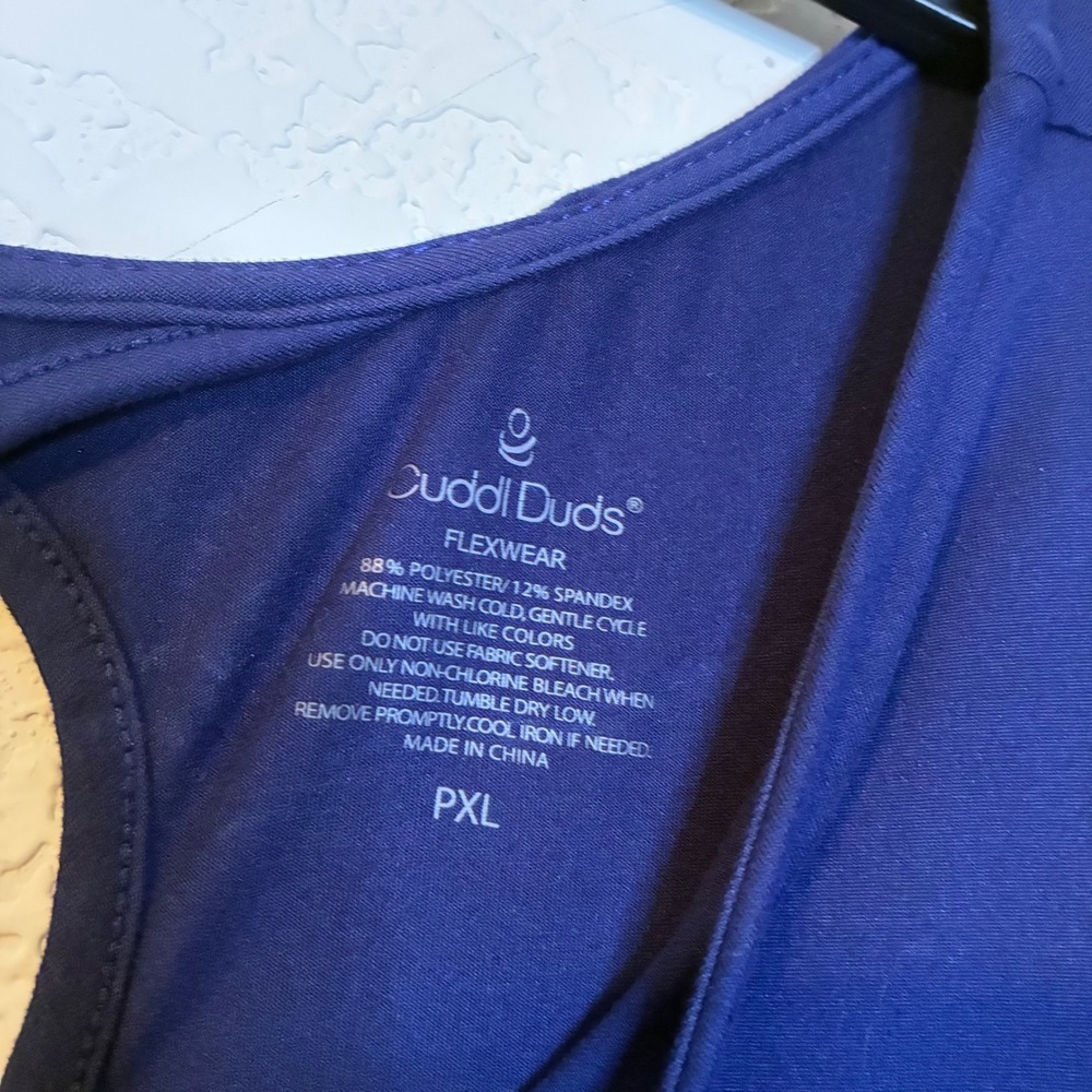 Cuddl Duds Flexwear Blue Sharkbite Hem Dress Midi PXL Petite Pockets Cozy Lounge - Picture 2 of 12